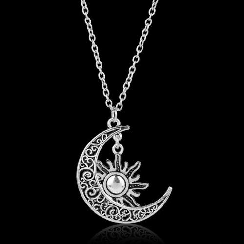 Euramerican Movie Ice and Fire Song Life's Moon, Sun, and Stars Hollow Long Necklace for Men and Women