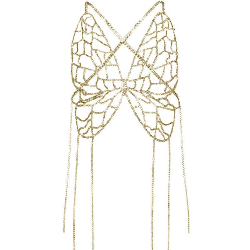 Transfronterizo nuevo rhinestone pecho cadena europea y americana sexy hueco mariposa bikini cuerpo cadena accesorios cuerpo cadena