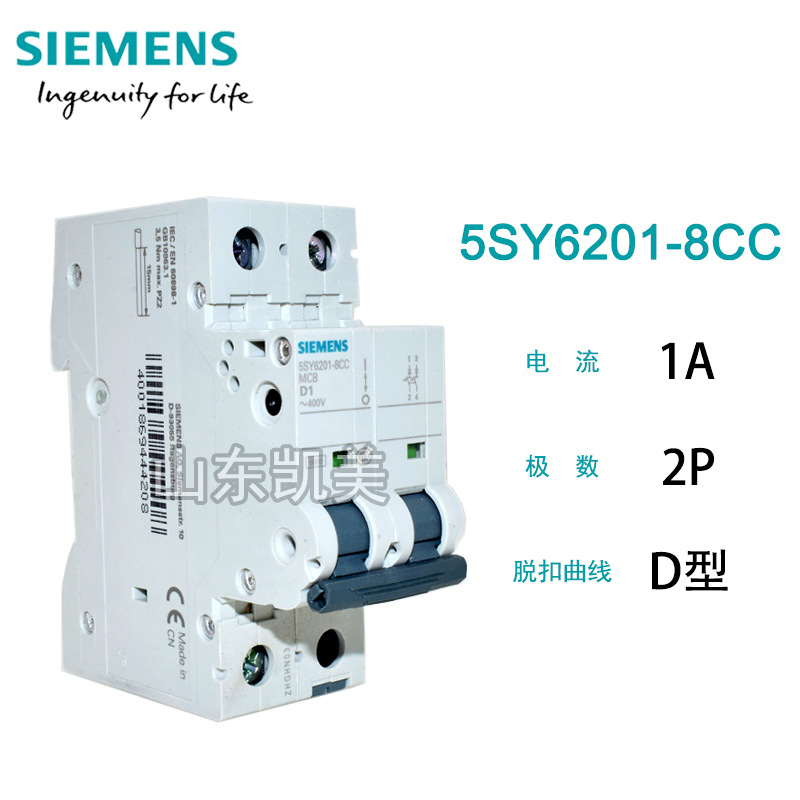 MCB西门子断路器5SY6201-8CC 5SY6 2P D型 1A  6KA双极 空气开关