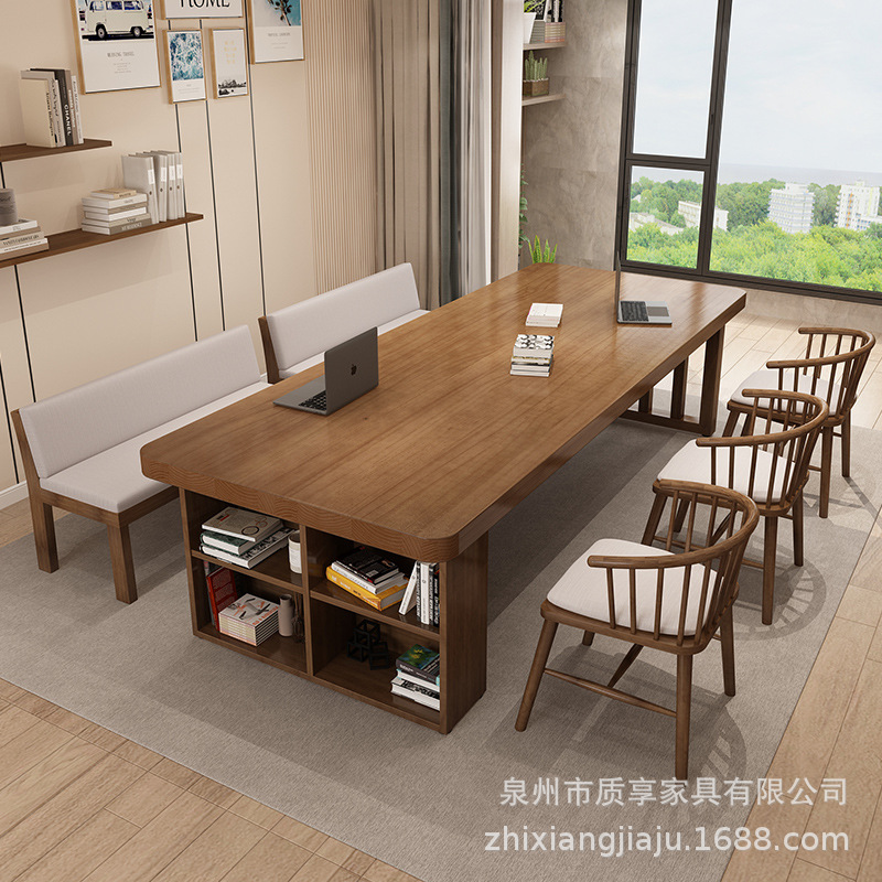 거실을 위한 북유럽 원목 대형 긴 책상, 간단한 독서 및 학습 책상, 홈 오피스 책상 작업대