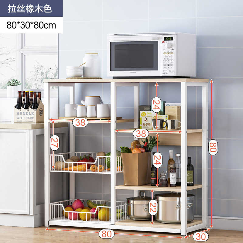 Estante de almacenamiento de cocina microondas horno rack piso multi-capa almacenamiento rack ahorro de espacio