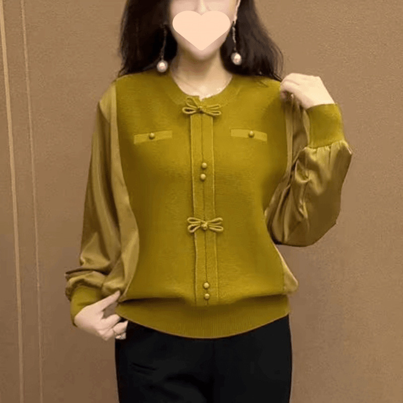 Autumn solid color design elegant shirt with bow