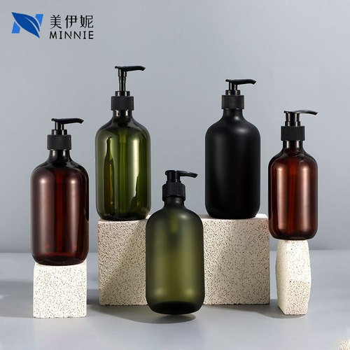 500ml round shoulder shower gel bottle press care shampoo bottle cosmetic packaging sub-bottle frosted PET