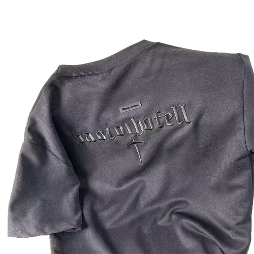 Leather-like Short Sleeve T-Shirt for Men - 2025 New Arrival American Men's Fashion T-Shirt - Loose Fit Streetwear Student Half Sleeve Top