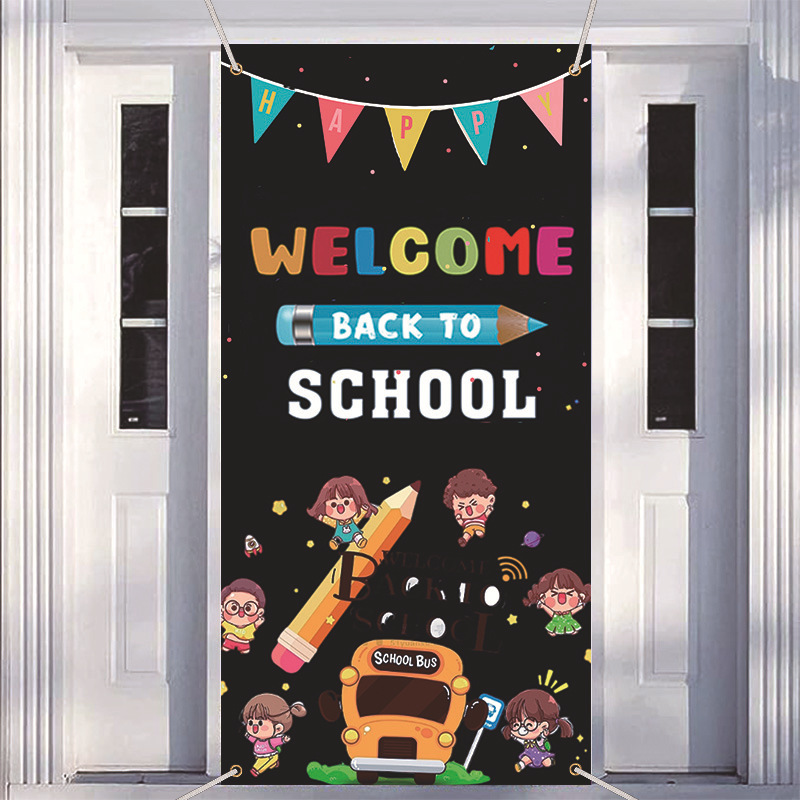 2026 New Model Children's Back-To-School Season Door Cover Decorations for the First Day of School, School Classroom Porch Banners and Door Curtains