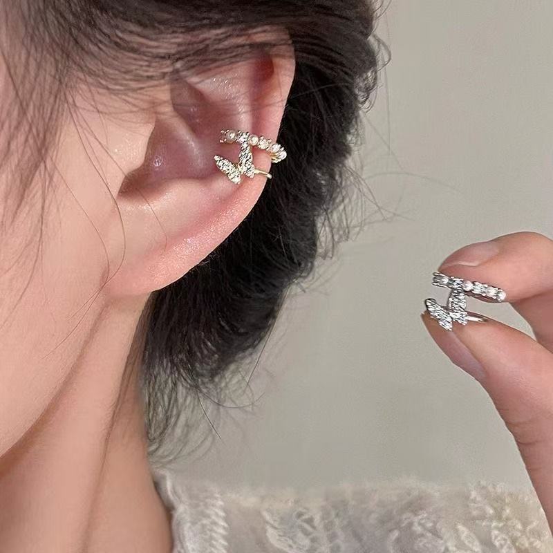 Super inmortal dulce mariposa zircon perla clip de hueso de orejas 2026 nuevo nicho exquisito sin agujeros de orejas accesorios de orejas versátiles
