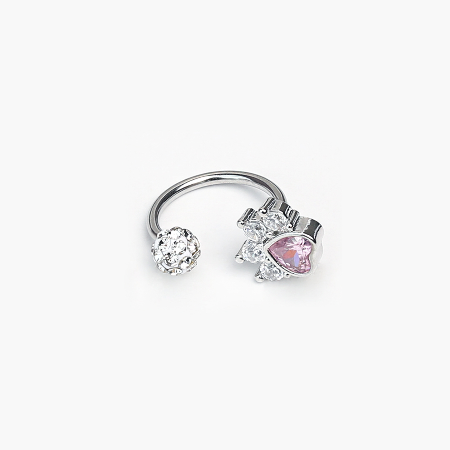 3-Color Sparkling Rhinestone Cat Claw Lip Ring C-Shaped Lip Hoop Labret Stud Body Piercing Jewelry Wholesale detail image 8