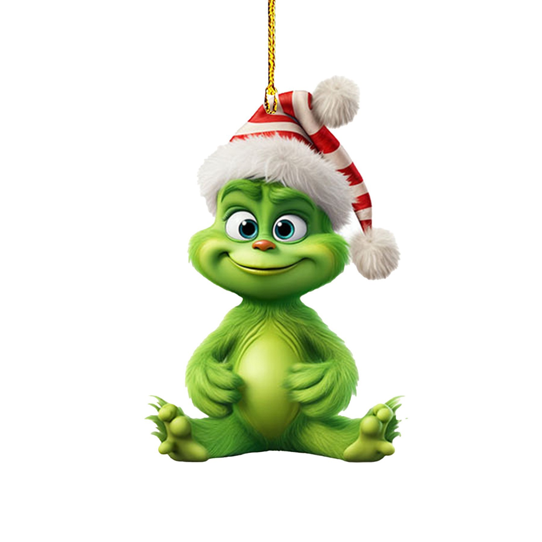 Nuevo producto transfronterizo: Colgante de coche de dibujos animados de hombreito verde para niños, decoración para árbol de Navidad y hogar.