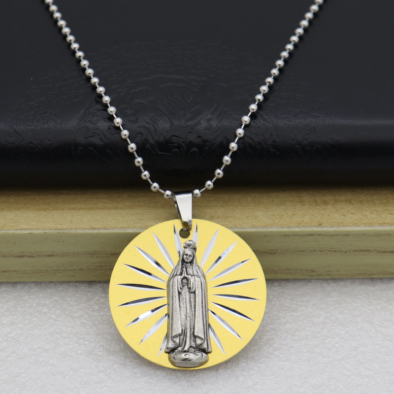 法蒂玛圣母显灵金色项链