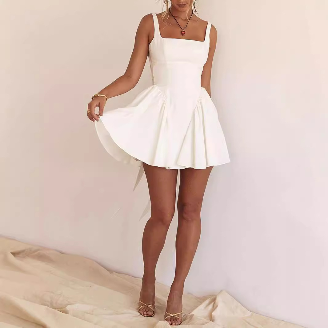 Amazon AliExpress supply mini wedding dress backless A- line dress banquet party dress a generation of hair