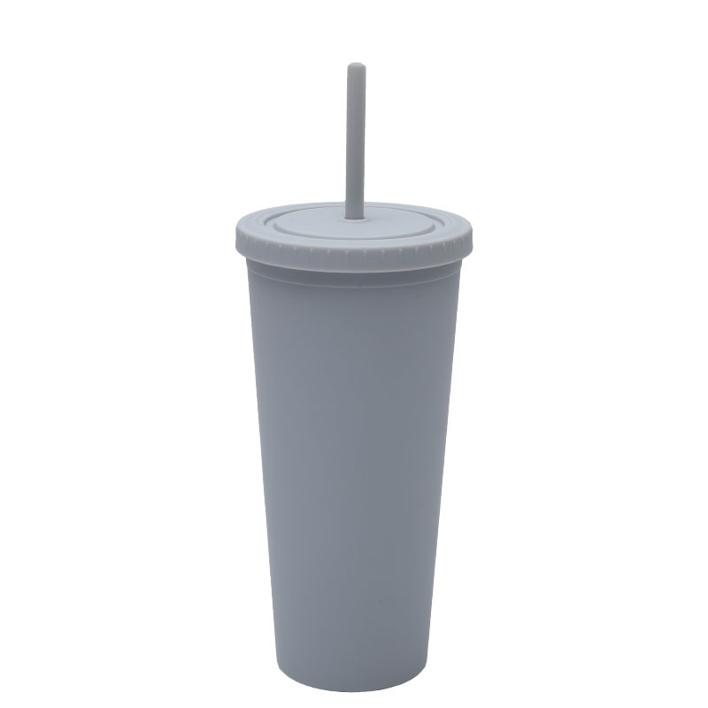 Transfronterizo suministro directo de tazas de paja de plástico de doble capa simple taza de agua de gran capacidad esmaltada de alto valor facial taza de mano lujosa