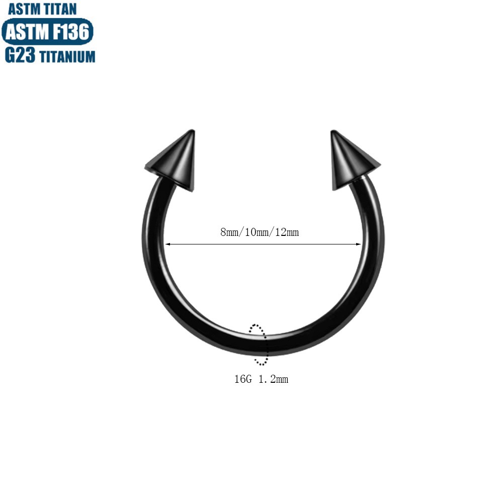F136 Titanium Nose Ring Septum Ring Horseshoe Rod Lip Nail Ear Bone Ring Internally Threaded Piercing Jewelry detail image 8