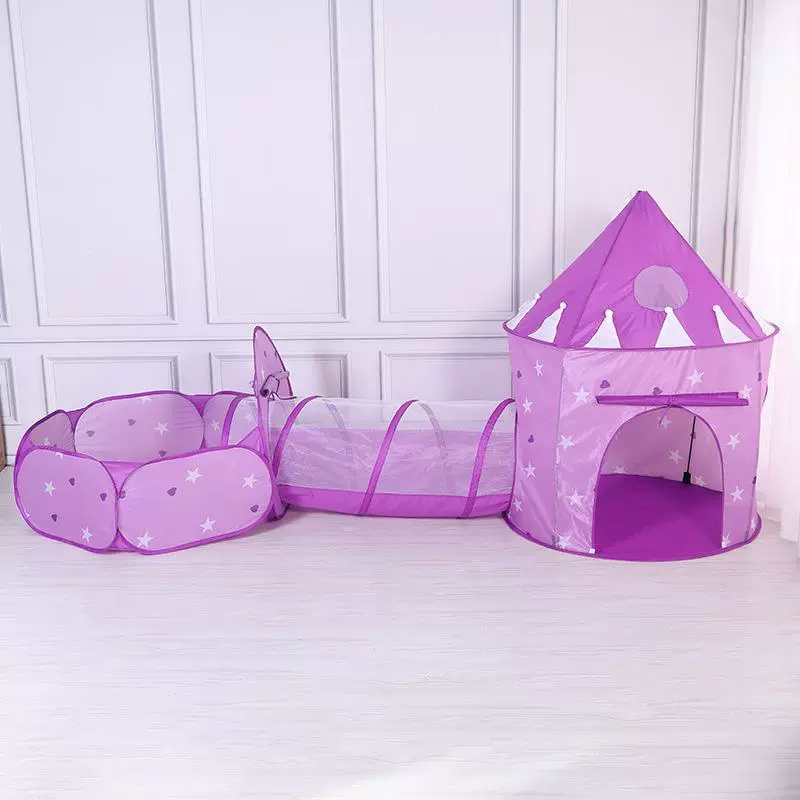 室内儿童帐篷游戏屋 公主城堡玩具屋 隧道球池帐篷三合一攀爬屋
