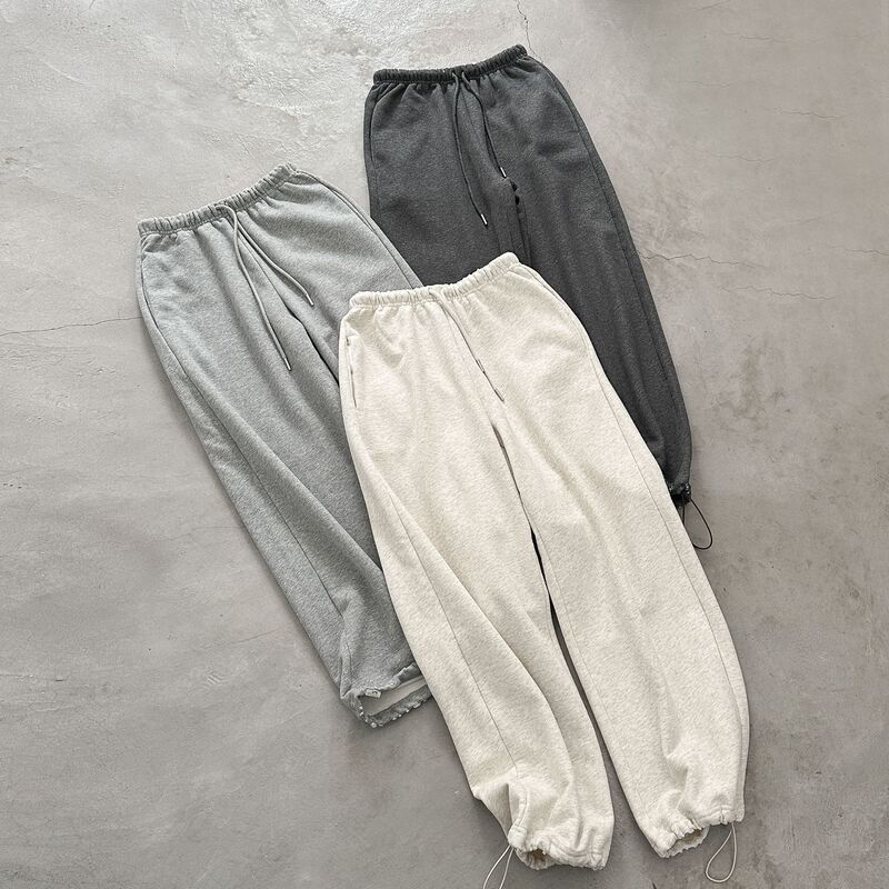 Korean-Style Single-Piece Fleece Soft and Cozy Ripped Two-Way Wear Curved Hem Pants Straight-Leg Tapered Casual Sweatpants