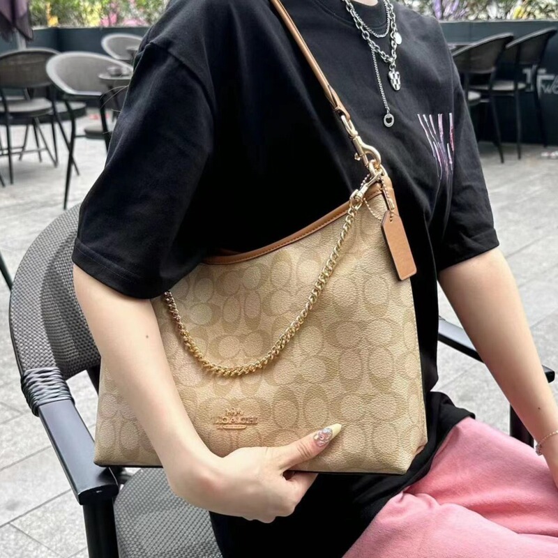 2026 Koujia Laurela Single-Shoulder Milk Tea Color Monogram Solid Color Crossbody Tote Underarm Bag Large Capacity Hobo Bag