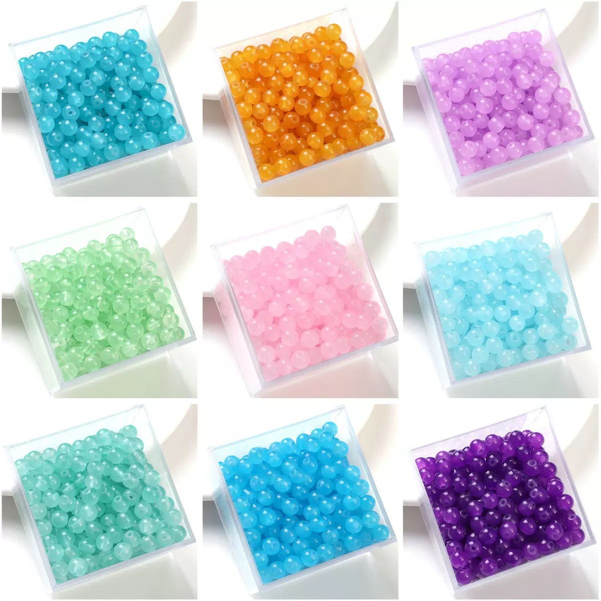 4/6/8/10mm 仿玉玻璃琉璃圆珠散珠手工diy发簪手链项链耳饰材料