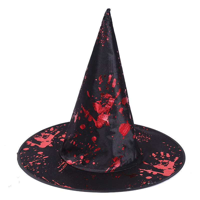 ハロウィーンの呪術師の帽子のカラーの箔押しの尖った帽子の広いつばの呪術師の帽子の幽霊の日の服装|undefined