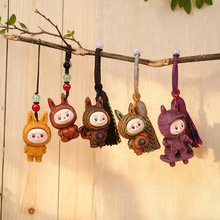 爆款实木彩虹木手机钥匙扣拉布布挂件木雕可爱包挂饰景区热卖批发