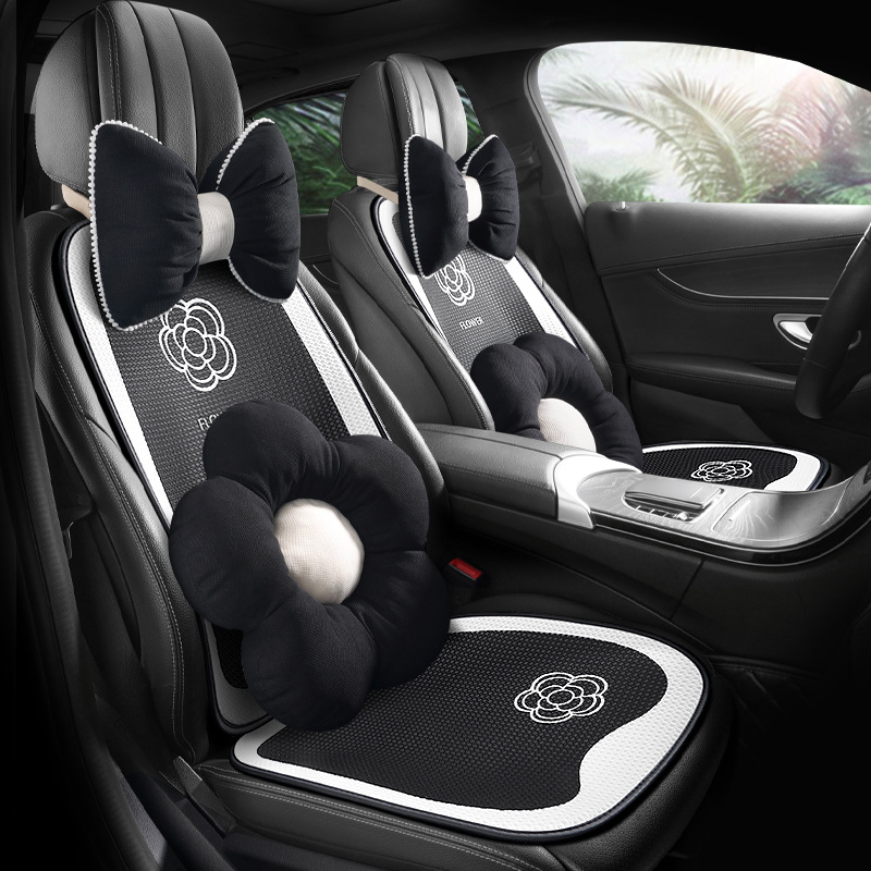 Car seat cushion, universal for all seasons, single piece ladies cartoon summer internet celebrity cute car cushion seat cushion three-piece set