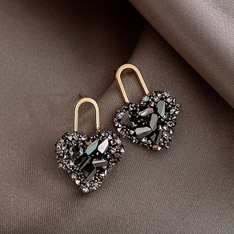Trendy Love Half Hollow Imitation Pearl Rhinestone Earrings