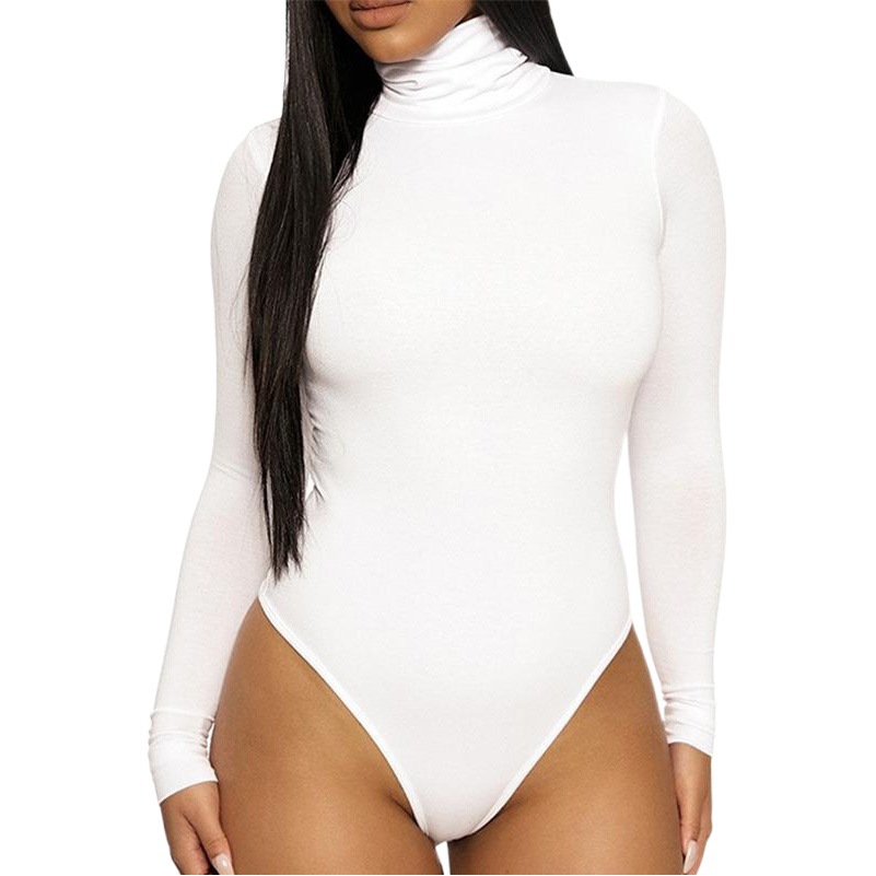 2023 transfronteriza Otoño e Invierno ropa básica de mujer europea y americana simple cuello alto manga larga mono
