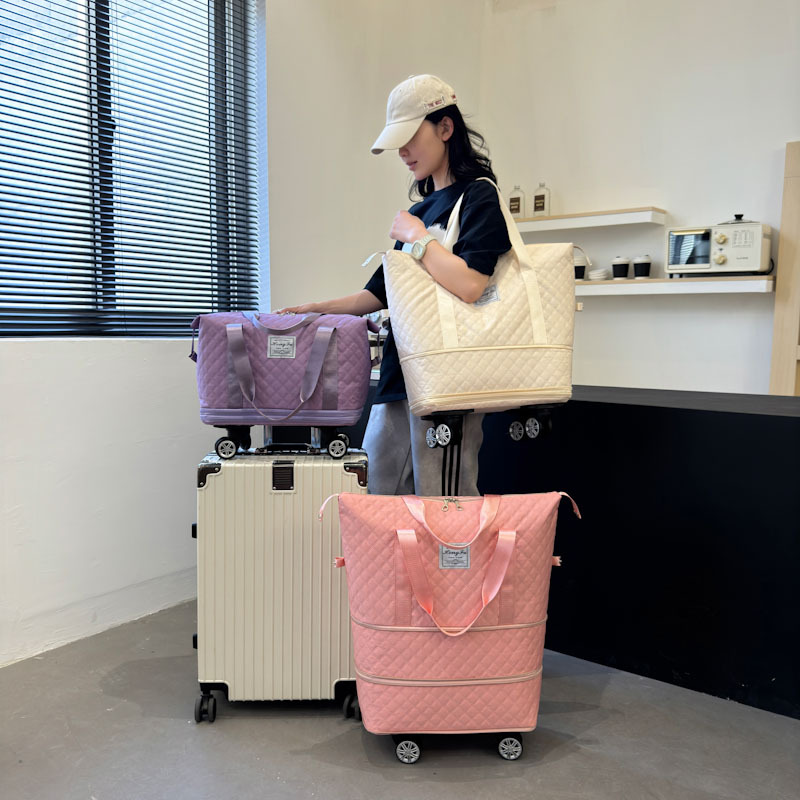 Cross-border universal wheel travel bag large capacity pending storage bag wet and dry separation double-layer extended portable embroidery thread bag