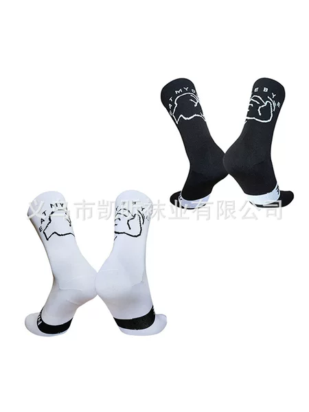 Byebye Fun Printed Cycling Socks Mesh Breathable Elastic Road Bike Sports Socks for Men and Women