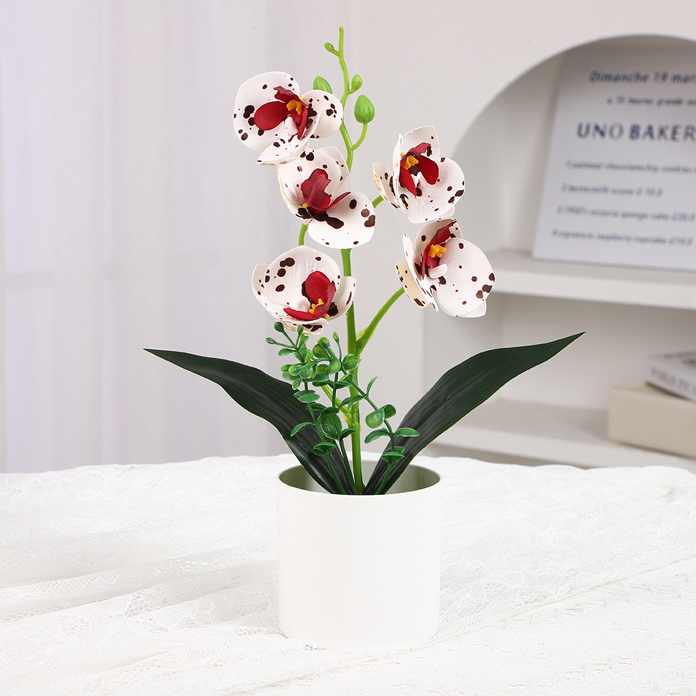 Simulación Phalaenopsis Adornos de escritorio Decoración de plástico para el hogar Accesorios de disparo de flores falsas Simulación de flores en macetas Adornos de oficina image 6
