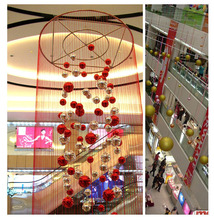 ALI6圣诞球超大号红色圣诞树装饰品亮光球彩球吊球商场圣诞节装饰
