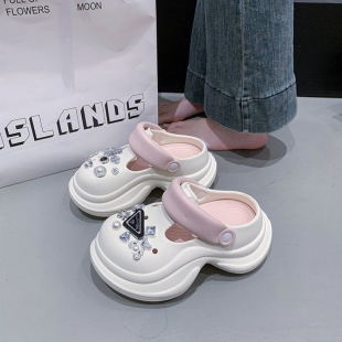 Summer New Style Small Waist Eva Thick-Soled Clogs for Women, Fashionable and Versatile, High-End, Height-Increasing Toe-Toe Beach Shoes