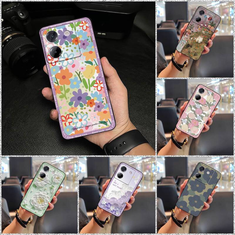 Suitable for Xiaomi Mobile Phone Case, Youthful Female, Cute, Full Edge, Textured Oil Painting, Luxury, Men's and Women'S, Personalized and Interesting Flowers