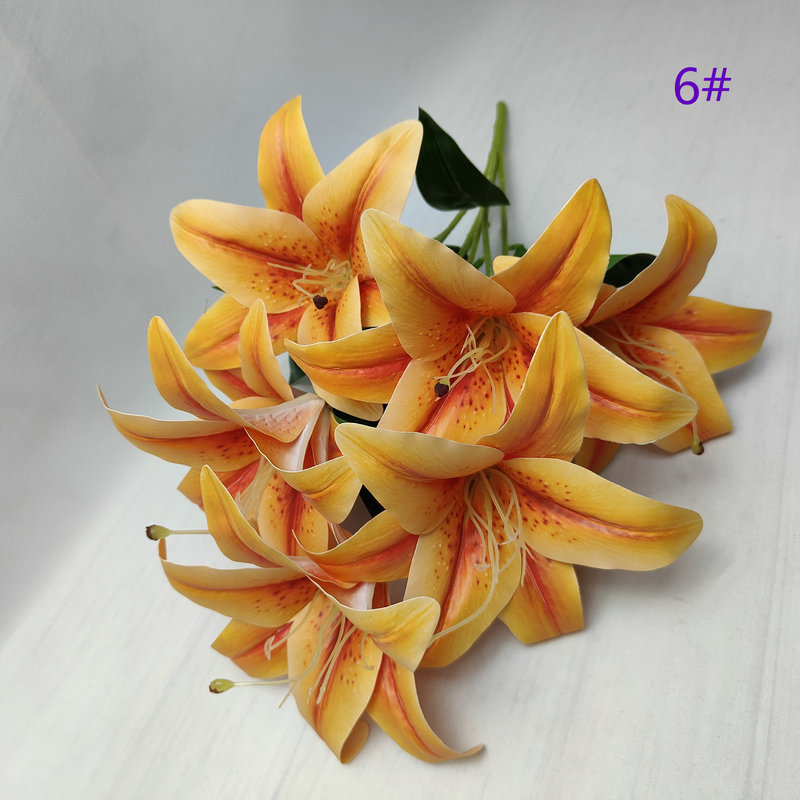 3D, 7 ramos de flores de lirio; decoración para pasillo de boda; pared floral; decoración de interiores; flores artificiales para fotografía; decoración de la habitación nupcial