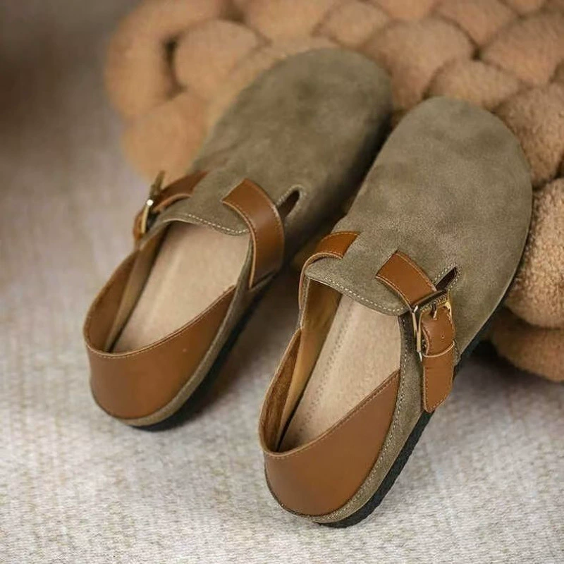 Новые тапочки Birkenstock 2025 на мягкой подошве, лоферы, туфли на плоской подошве в стиле ретро с круглым носком, универсальные туфли на плоской подошве.