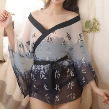 夜妃情趣内衣性感薄纱雪纺日系和服睡衣浴袍情侣趣味睡衣诱惑激情