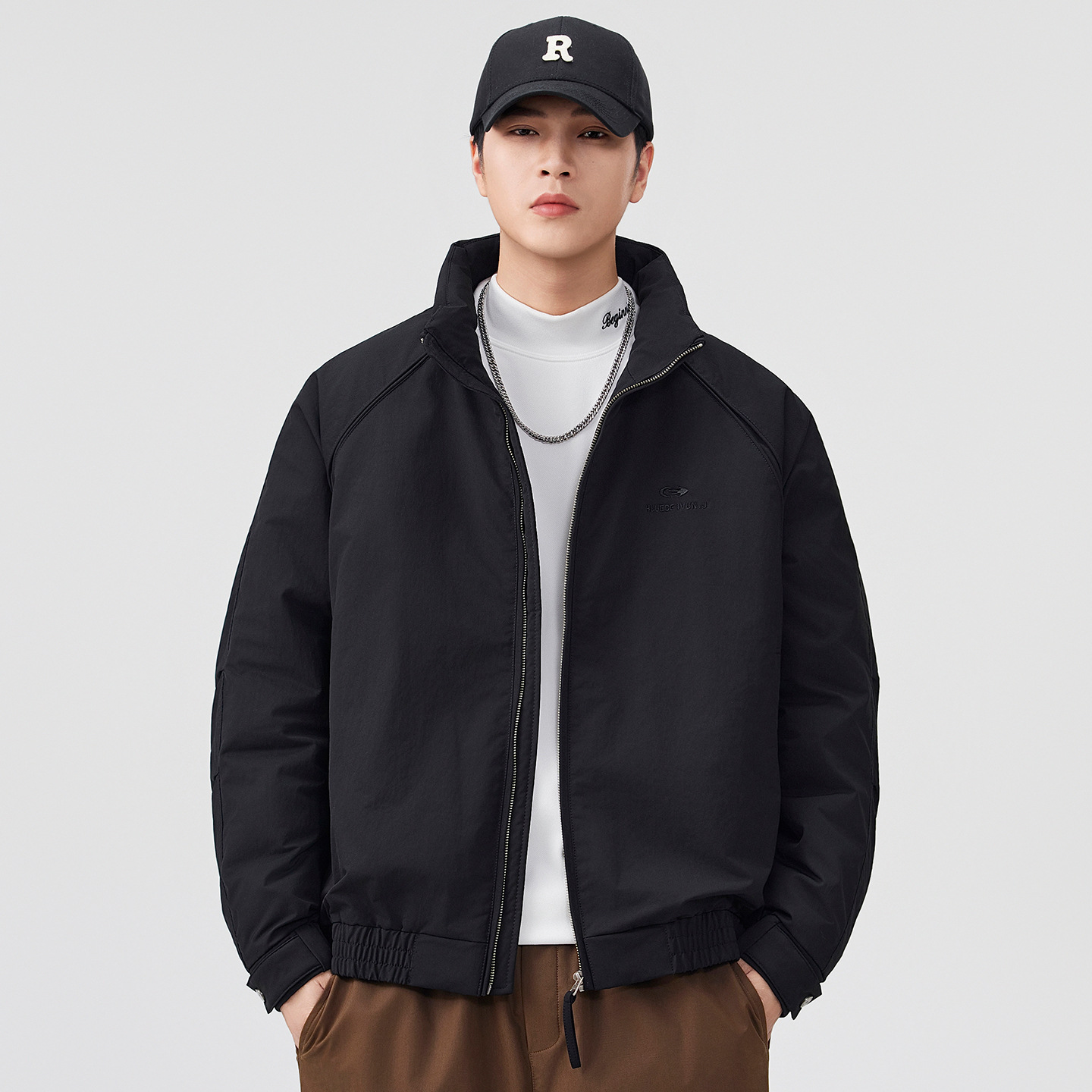 Chaqueta de plumón para hombres 2025 invierno nuevo tipo ligero y delgado bordado de cuello caliente chaqueta de plumón universal chaqueta de hombre suelta image 8