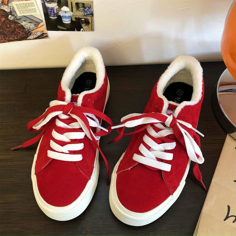 Retro red insulated cloth winter espadrilles