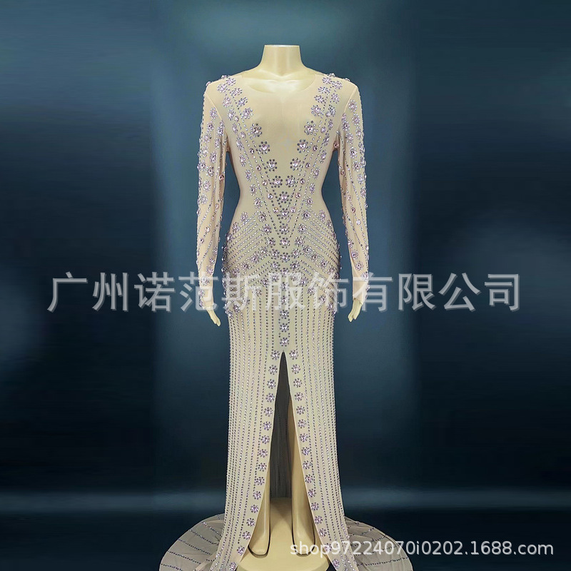 Women's Luxury Costume 2024 Party Crystal Cocktail Dress Formal Elegant plus size Shiny Sequin Long Gown