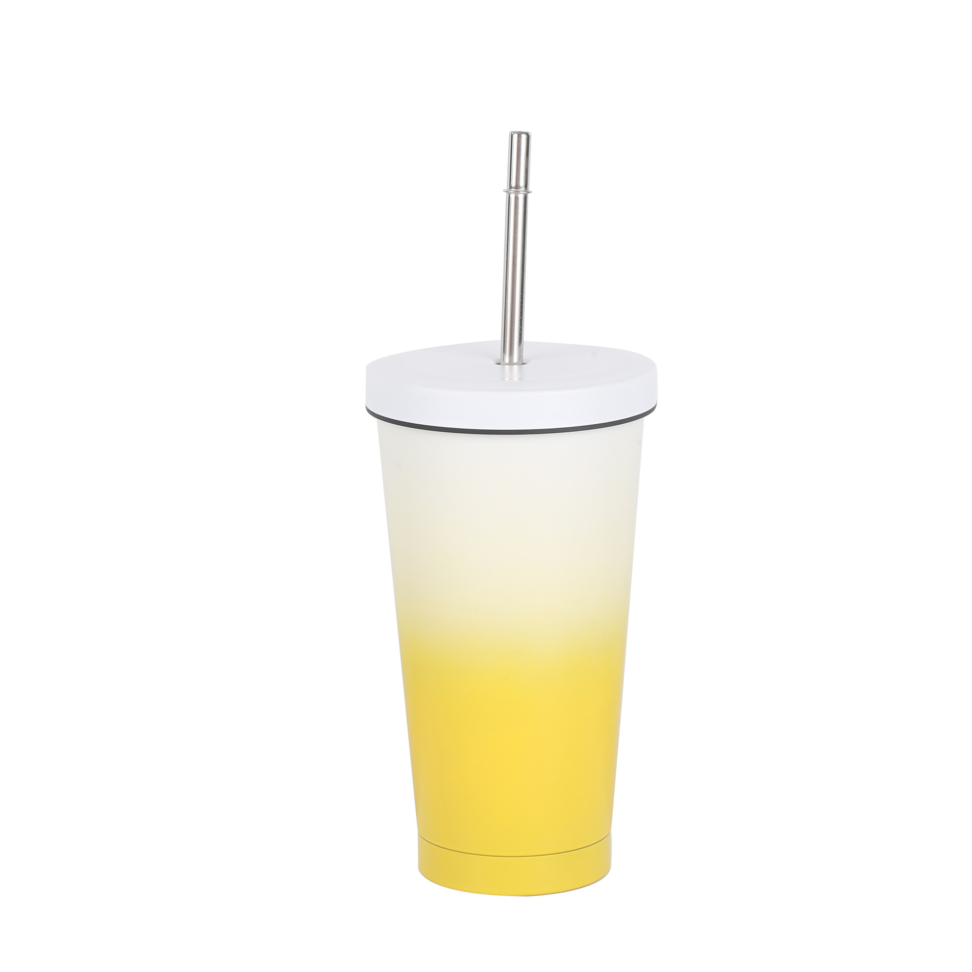 Taza de paja de acero inoxidable de color gradiente de gran capacidad taza de café taza de vacío de doble capa taza de aislamiento de calor taza de té de leche casual