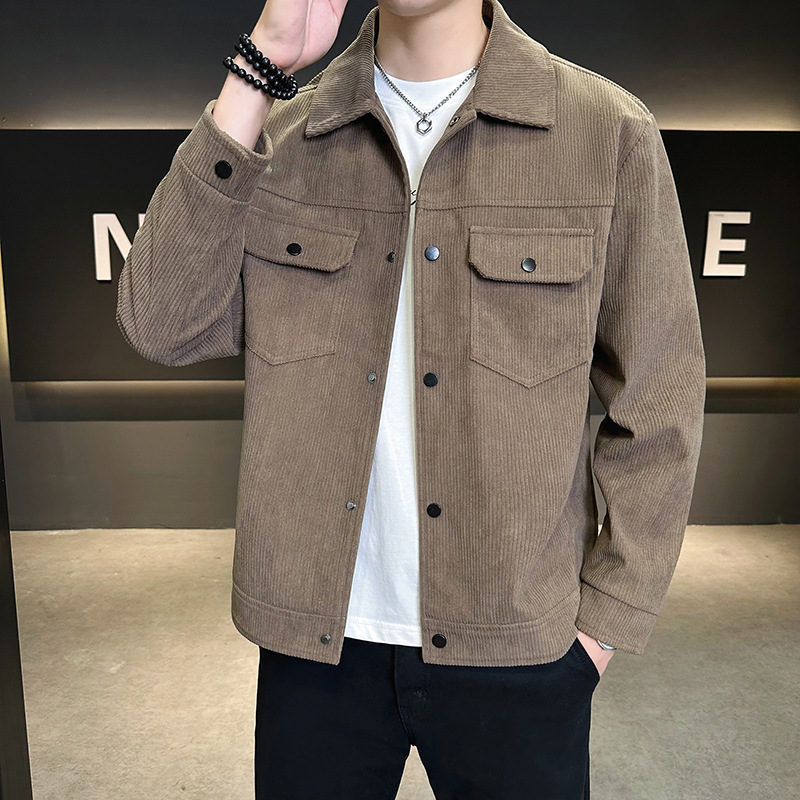 灯芯绒夹克男2025秋季新款休闲时尚气质工装春秋男装修身潮流外套