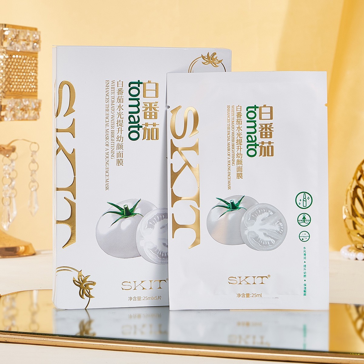 SKIT白番茄水光提升幼颜面膜贴提亮肤色补水保湿嫩肤面膜批发代发