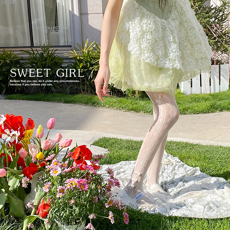 Medias de verano mujeres primavera verano delgado arco de malla calcetines huecos amor piernas huecos calcetines