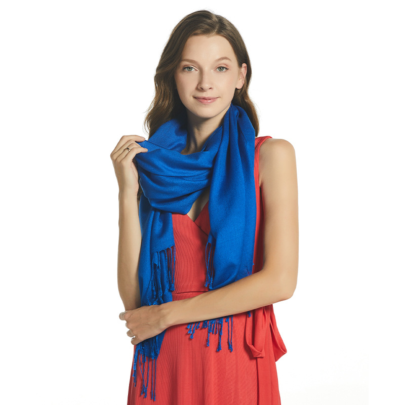 Chal de aire acondicionado de lana Decaijia para mujer, calidez de primavera y verano, bufanda de gama alta de color sólido de todo fósforo, bufanda de aire acondicionado de oficina