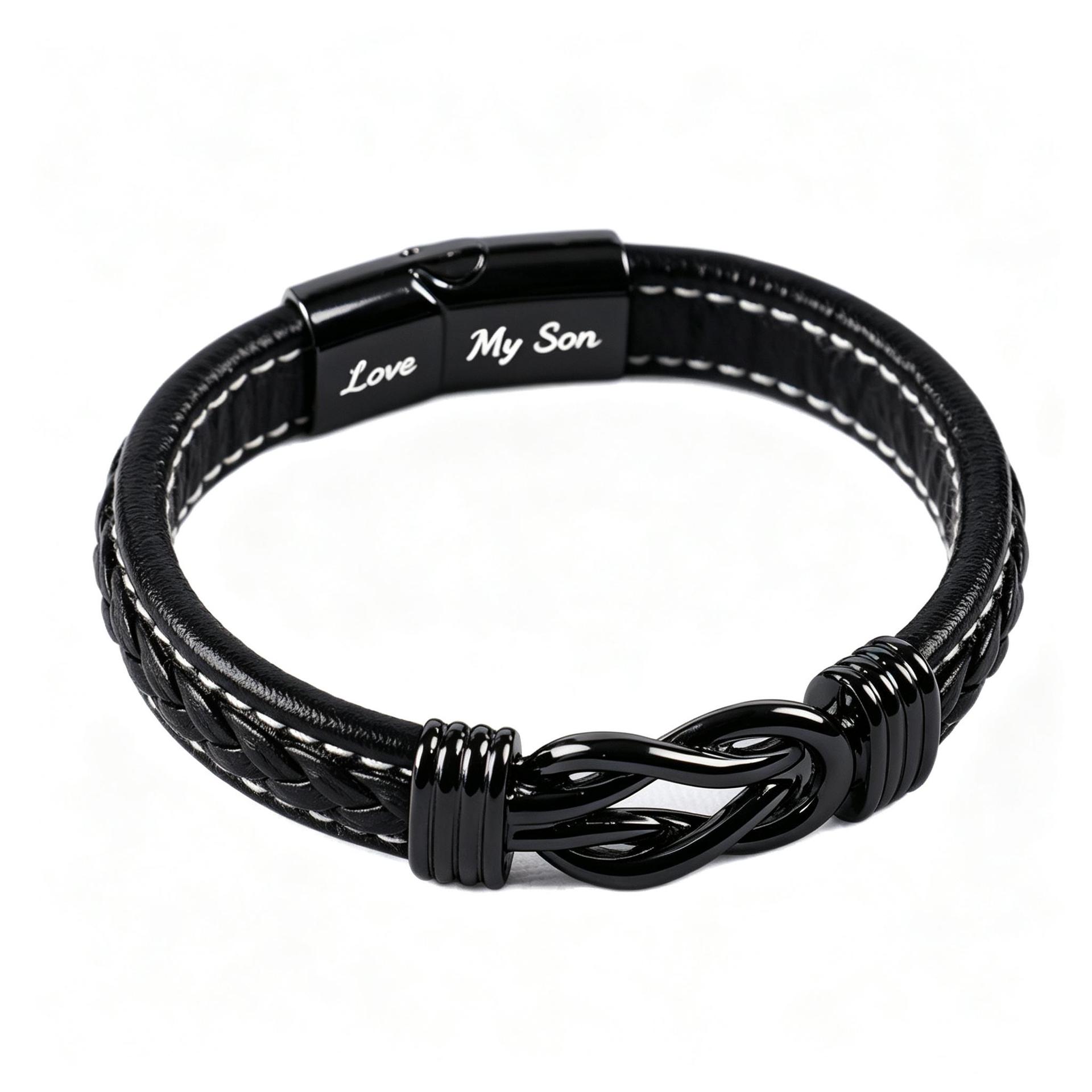 Cross-border bracelet with black buckle engraved love my son+son card
