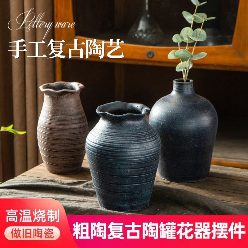 Nuevo vasos de cerámica china retro decoración zen flores secas maceta de cerámica hidropónica