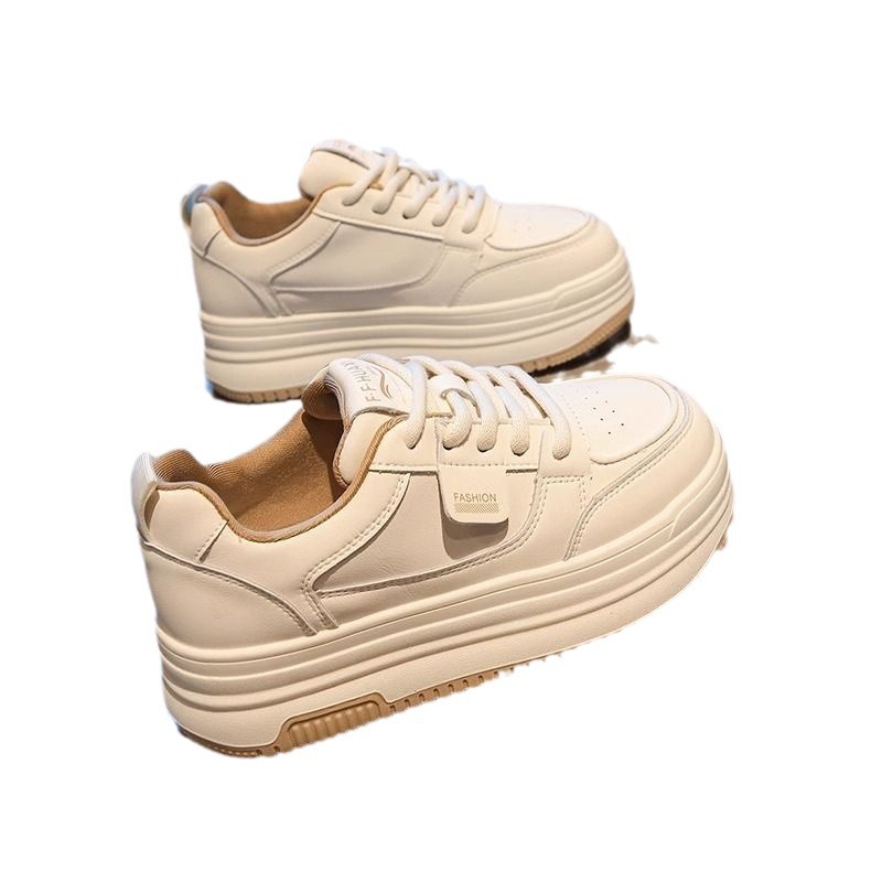 Zapatos blancos de todo fósforo de suela gruesa para mujer 2025 nuevos zapatos de panda blancos y negros ligeros de primavera