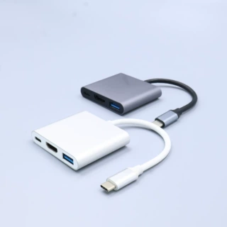 跨境type-c转hdmi三合一拓展坞+usb+pd笔记本电脑hub集线器扩展坞