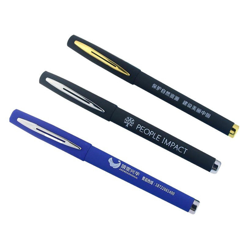Pluma de gel firma personalizada pluma de publicidad pluma de agua logotipo personalizado regalo negro a base de agua gancho de metal de negocios