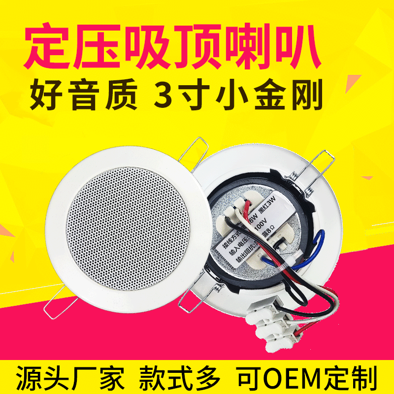 Narrow-Edge 3inch Constant-Voltage Downlight-Style Ceiling Speaker for Store Public Address and Background Music Mini Ceiling Speaker