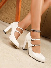U 26371 Mary Jane Shoes Thick Heel Round Toe �ָ�Բͷ������