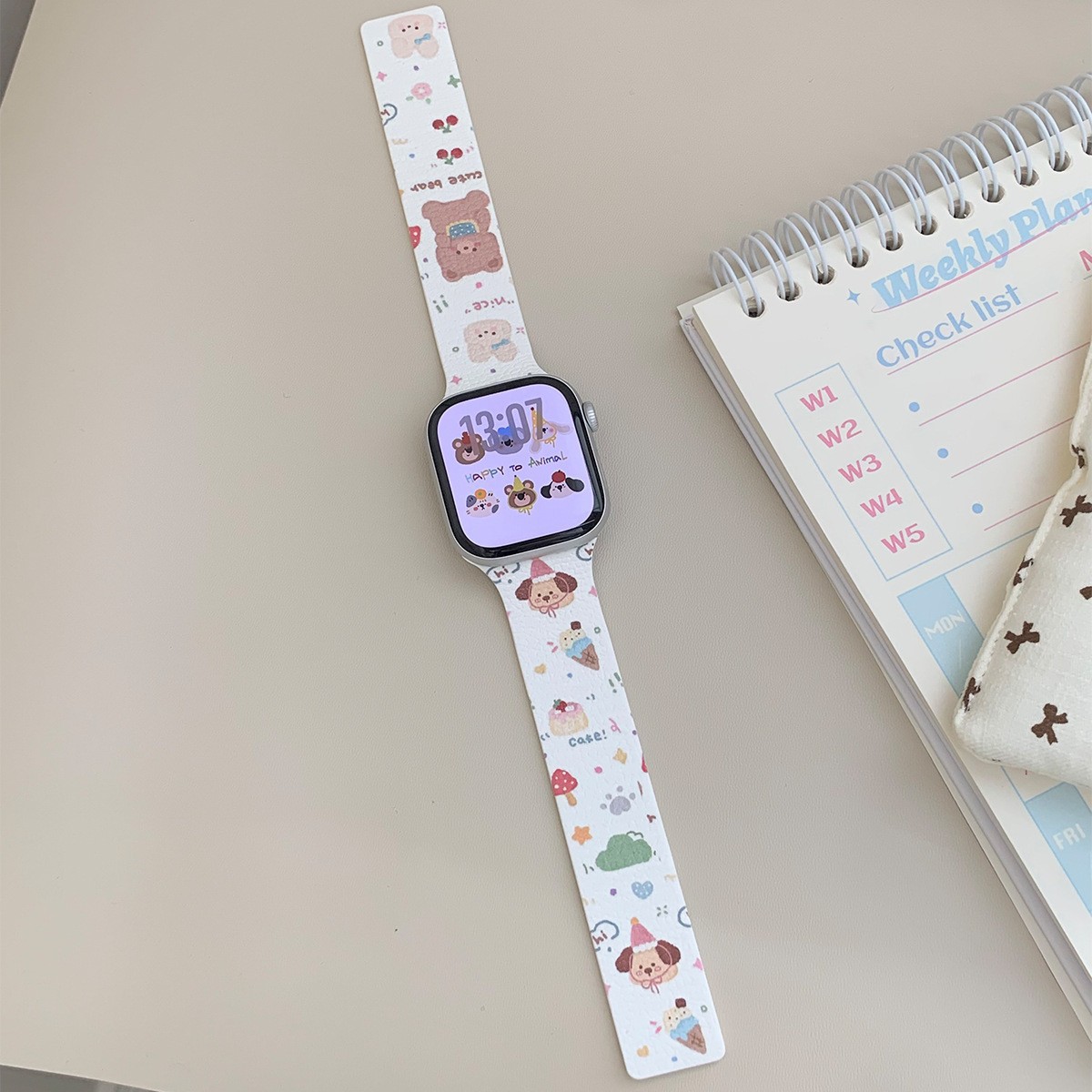 Suitable for Apple Iwatch10 Watch Strap S9876543 Female Cartoon Illustration Summer Puppy Silicone Magnetic Suction